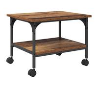 vidaXL Support d'imprimante Bois Ancien 50 x 40 x 38 cm, Rangement spacieux, Support d’imprimante rectangulaire, Meuble Robuste à 2 étagères, Style Urbain pour Bureau Compact