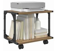 vidaXL Support d'imprimante Chêne Artisanal 41 x 28 x 33.5 cm, Rangement Moderne pour Bureau, Support à imprimante rectangulaire, Meuble Roulant à 2 étagères, Roues verrouillables