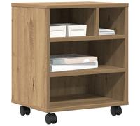 vidaXL Support d'imprimante Chêne Artisanal 41 x 32 x 48 cm | Vient avec des roues pour le déplacer facilement, Un style moderne qui s'adapte bien à l'ambiance de ton bureau,
