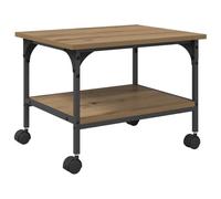 vidaXL Support d'imprimante Chêne Artisanal 50 x 40 x 38 cm, Rangement spacieux, Support d’imprimante rectangulaire, Meuble Robuste à 2 étagères, Style Urbain pour Bureau Compact