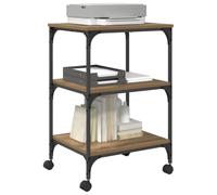 vidaXL Support d'imprimante Chêne Artisanal 50 x 41 x 75 cm, Unité de Bureau Adaptable, Rangement pour imprimante Compact, Station de Travail Mobile, Support Urbain sur roulettes