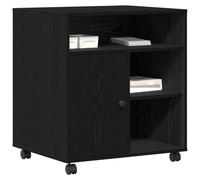 vidaXL Support d'imprimante Chêne Noir 60 x 50 x 67 cm | Pas mal d'espace pour garder tes affaires rangées, Avec des roues pour le déplacer facilement,