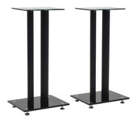 vidaXL Support haut-parleur 2pc Verre trempé Design 2 colonnes Noir