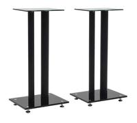vidaXL Support haut-parleur Design 2 colonnes Verre trempé 2pc Noir