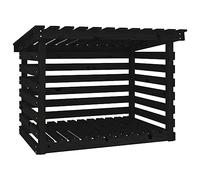 vidaXL Support pour Bois de Chauffage Porte-bûches Rangement Organisateur Stockage Support d'Empilage Cheminée Noir 108x73x79 cm Bois de Pin