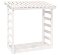 vidaXL Support pour Bois de Chauffage Porte-bûches Rangement Organisateur Stockage Support d'Empilage Cheminée Blanc 108x64,5x110cm Bois de Pin