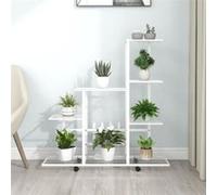 Vidaxl Support Pour Plantes Sur Roues 94,5x25x92,5 Cm Blanc Métal Blanc