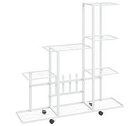 vidaXL Support de fleurs avec roulettes pour maison, jardin, pelouse, cour, terrasse, balcon, jardin, jardin, décoration de plantes, étagère en métal blanc