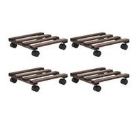 vidaXL Support roulant à plantes Bois de cèdre 4 pcs 25 x 25 cm Marron G