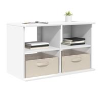 vidaXL Support TV avec tiroirs, blanc, 79 x 40 x 48 cm, pour salon, design moderne, matériaux durables, beaucoup d'espace de rangement pour des espaces élégants et fonctionnels, 5 unités