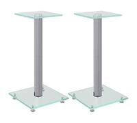 vidaXL Supports de haut-parleurs Argenté en verre trempé et aluminium – 55 cm