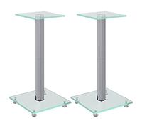 vidaXL Supports de haut-parleurs 2 pcs argenté verre trempé 1 pilier