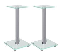 vidaXL Supports de Haut-parleurs 2 pcs argenté Verre trempé 1 Pilier, Support d'enceinte, Support de Haut-Parleur de Moniteur, Support de Haut-Parleur au Sol