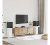 vidaXL Supports de haut-parleurs – 2 pcs – Bois d'ingénierie blanc – Support HiFi de bureau
