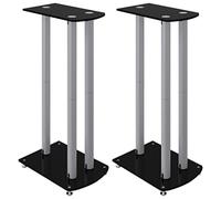 vidaXL Supports de Haut-parleurs 2 pcs Noir/argenté 3 piliers, Support d'enceinte, Support de Haut-Parleur de Moniteur, Support de Haut-Parleur au Sol