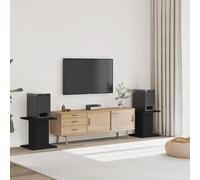 vidaXL Supports de Haut-parleurs 2 pcs Noir Bois d'ingénierie, Support d'enceinte, Support d'enceinte de Bureau, Support d'enceinte HiFi