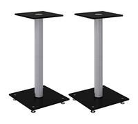 vidaXL Supports de Haut-parleurs 2 pcs Noir et argenté 1 Pilier, Support d'enceinte, Support de Haut-Parleur de Moniteur, Support de Haut-Parleur au Sol