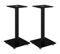 vidaXL Supports de Haut-parleurs 2 pcs Noir Verre trempé 1 Pilier, Support d'enceinte, Support de Haut-Parleur de Moniteur, Support de Haut-Parleur au Sol