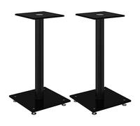 vidaXL Supports de Haut-parleurs 2 pcs Noir Verre trempé 1 Pilier, Support d'enceinte, Support de Haut-Parleur de Moniteur, Support de Haut-Parleur au Sol