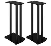 vidaXL Supports de haut-parleurs 2 pcs Noir Verre trempé 3 piliers