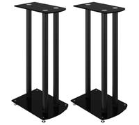 vidaXL Supports de Haut-parleurs 2 pcs Noir Verre trempé 3 piliers, Support d'enceinte, Support de Haut-Parleur de Moniteur, Support de Haut-Parleur au Sol