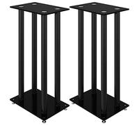 vidaXL Supports de haut-parleurs 2 pcs noir en verre trempé 4 piliers