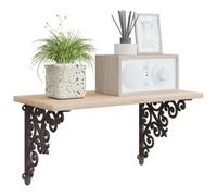 vidaXL Supports d'étagère murale 12 pc Marron ancien 24 x 24 x 3,5 cm