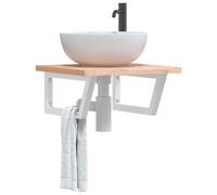 vidaXL Supports d'étagères pour lavabo 2 pcs blanc trapèze acier