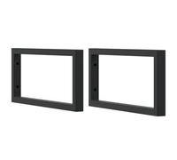 vidaXL Supports d'étagères pour lavabo 2 pcs noir rectangulaire acier, support mural, support d'étagère mural, support de fixation de lavabo