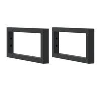 vidaXL Supports d'étagères pour lavabo 2 pcs Noir rectangulaire Acier, Support Mural, Support d'étagère Mural, Support de Fixation de lavabo