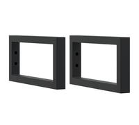 vidaXL Supports d'étagères pour lavabo 2 pcs noir rectangulaire acier, support mural, support d'étagère mural, support de fixation de lavabo