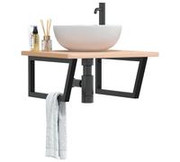 vidaXL Supports d'étagères pour lavabo 2 pcs noir trapèze acier