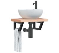 vidaXL Supports d'étagères pour lavabo 2 pcs noir trapèze acier