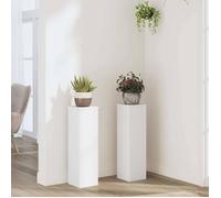 vidaXL Supports pour plantes 2 pcs blanc 17x17x60 cm bois d'ingénierie, support de fleurs, support de pot de plante, support 852933