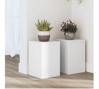 vidaXL Supports pour plantes 2 pcs blanc 20x20x30 cm bois d'ingénierie, support de fleurs, support de pot, support pour 852897