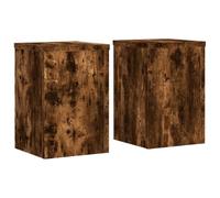 vidaXL Supports pour plantes 2 pcs chêne fumé bois d'ingénierie, support de fleurs, support de pot, support pour plantes d'intérieur