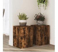 vidaXL Supports pour plantes 2 pcs chêne fumé bois d'ingénierie support de fleurs support de pot support pour plantes 852910