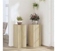 vidaXL Supports pour plantes 852926, 2 pcs, chêne Sonoma, bois d'ingénierie