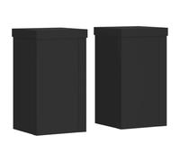 vidaXL Supports pour plantes 2 pcs noir 10x10x18 cm bois d'ingénierie, support de fleurs, support de pot, support pour plantes d'intérieur