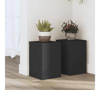 Vidaxl Supports Pour Plantes 2 Pcs Noir 20x20x30 Cm Bois D'ingénierie