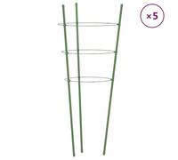 vidaXL Supports pour plantes de jardin 3 anneaux 5pcs Vert 45 cm Acier