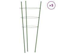 vidaXL Supports pour plantes de jardin 3 anneaux 5pcs Vert 75 cm Acier