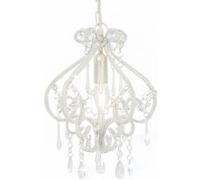 vidaXL Suspension Plafond, Ampoules E14, 24x32 cm, Base Métal Blanche avec Perles Acryliques, Lustre Élégant et Contemporain 281593 Blanc G