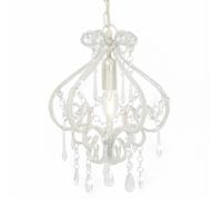 vidaXL Suspension Plafond, Ampoules E14, 24x32 cm, Base Métal Blanche avec Perles Acryliques, Lustre Élégant et Contemporain 281593