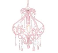 vidaXL Suspension Plafond, Ampoules E14, 24x32 cm, Base Métal Rose avec Perles Acryliques, Lustre Élégant pour Chambre 281595