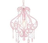 vidaXL Suspension Plafond, Ampoules E14, 24x32 cm, Base Métal Rose avec Perles Acryliques, Lustre Élégant pour Chambre 281595 Rose G