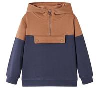 vidaXL Sweat à Capuche Enfants Demi-Fermeture éclair Anthracite et Cognac 92, Sweat à Capuche pour Enfants, Pull-Over à Capuche