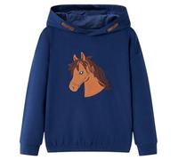 vidaXL Sweat-Shirt à Capuche pour Enfants Vêtement Imprimé Cheval Bleu Marine 116