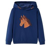 vidaXL Sweat-Shirt à Capuche pour Enfants Vêtement Imprimé Cheval Bleu Marine 116