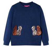 vidaXL Sweatshirt pour Enfants Vêtement Imprimé Écureuils à Paillettes Bleu Marine 128